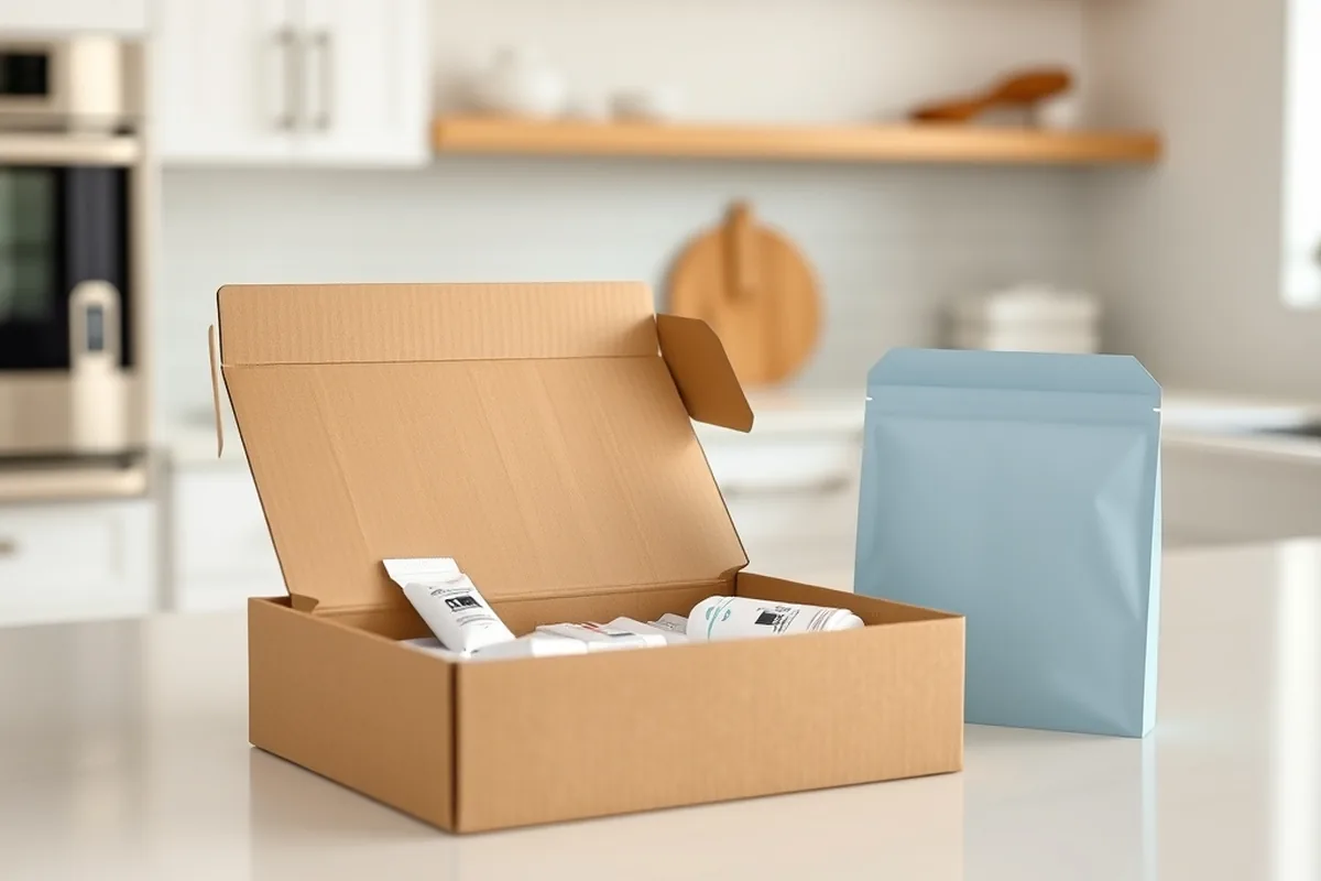 Nurx prescription medication and an at-home test kit in a discreet delivery box